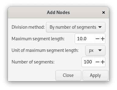 Inkscape Add Nodes Dialog